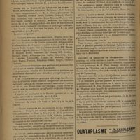0862 - Page 854 - Informations. Hommage au Professeur Castaigne / Avis de vacances / Cours de la Faculté de médecine de Paris. Chaire de pathologie médicale / Clinique médicale propédeutique. (Hôpital de la Charité) / Chaire d'hygiène et de clinique de la première enfance / Un cours complémentaire de technique chirurgicale / Amphithéâtre d'anatomie. Conférence de technique chirurgicale / Hôpital Saint-Antoine. (Service du Docteur Félix Ramond). Démonstrations cliniques de radiologie gastro-duodénale / Faculté de médecine de Strasbourg. Centre régional de lutte contre le cancer