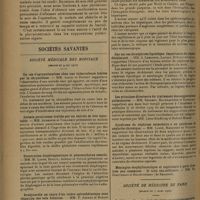 0870 - Page 862 - Travail de la clinique chirurgicale A de l'université de Strasbourg (Professeur Leriche). Abcès aigu du poumon guéri après phrénicectomie ; par MM. René Fontaine et Fernand Orban / Sociétés savantes. Société médicale des hôpitaux. (Séance du 9 mai 1930). Un cas d'agranulocytose chez une tuberculeuse traitée par la chrysalbine. MM. Jacob et Donady / Anémie pernicieuse traitée par un extrait de foie injectable. MM. Aubertin et Voillemin / Eventration diaphragmatique et pneumothorax associé. MM. M. Labbé, Boulin, Azerad et Soulié / Bradycardie au cours d'un ictère spirochétosique sans rétention des sels biliaires. MM. P. Abrami et Robert Worms / Le signe du lacet. M. P. -Emile Weil / Sur un cas de néphrose lipoïdique. Importance du régime déchloruré. MM. A. Lemierre, Laudat, Rudolf et Cattan / Les principes directeurs du traitement des suppurations pulmonaires. MM. Sergent, Baumgartner et Kourilsky / Syndrome de néphrose secondaire à un syndrome de néphrite chronique. MM. Lesné, Marquézy et Wallich / Société de médecine de Paris. (Séance du 7 mars 1929). La thérapeutique bactériophagique en pratique courante. M. Thévenard