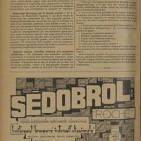0976 - Page 968 - Sociétés savantes. Société de médecine de Paris. (Séance du 22 mars 1930). Le traitement de la paralysie faciale « a frigore ». M. Jean Tarneaud / Hémorragie périodique par le conduit auditif. M. A. Debidour... / Quelques notions nouvelles relatives aux anomalies vertébrales. M. Roederer / Un nouveau traitement de l'ulcère gastro-duodénal. MM. A. Bécart et Gaehlinger