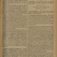 1027 - Page 1019 - Revue générale. Les diarrhées chroniques de l'adulte. Diagnostic et traitement ; par M. Monnerot-Dumaine... VI Thérapeutique générale. (A suivre) / Sociétés savantes. Académie des sciences. (Séance du 30 juin 1930). Présentation. M. d'Arsonval / Académie de médecine. (Séance du 8 juillet 1930). Notice nécrologique. M. Vallée, notice sur M. Louis Neumann / La tuberculose pulmonaire du cheval. MM. Gabriel Petit et Philippe Kfouri / Résultats éloignés de la malariathérapie dans la paralysie générale. MM. Henri Claude, Cossa et Gaband / Considérations sur les corps étrangers méconnus intra-bronchiques et sur le traitement bronchoscopique des suppurations broncho-pulmonaires. MM. Léon Bernard et A. Soulas