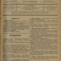 1033 - Page 1025 - Sommaire / Informations. Hôpitaux de Paris. Concours d'oto-rhino-laryngologiste des hôpitaux / Concours de stomatologiste des hôpitaux / Facultés de médecine. Lyon / Toulouse / Écoles de médecine. Angers / Légion d'honneur. Marine / Médaille d'honneur des épidémies / Guerre
