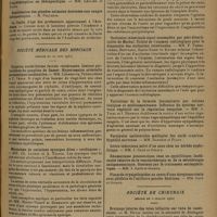 1099 - Page 1091 - Sociétés savantes. Académie de médecine. (Séance du 22 juillet 1930). L'anatoxine diphtérique dans son application à l'immunisation active de l'homme et à la prophylaxie de la diphtérie. M. G. Ramon / La limite d'âge des professeurs appartenant à l'Académie / Société médicale des hôpitaux. (Séance du 20 juin 1930). Eruption zostériforme faciale récidivante. Lésions particulières du ganglion de Gasser. Hypertension artérielle paroxystique consécutive. MM. Lhermitte, Trémolières et P. Véran / Mécanisme de certaines syncopes dites « cardiaques ». MM. Ch. Laubry et A. Tzanck / Cancer cavitaire du poumon à type d'abcès. MM. Sergent, Kourilsky, Imbert et Poumeau-Delille / Sténose congénitale associée de l'orifice sigmoïdien et de l'isthme aortique. Pouls anacrote et pouls en dôme. MM. Laubry et van Bogaert / Occlusion intestinale aiguë incomplète par péri-diverticulite de Meckel. Utilité de l'examen radiologique pour le diagnostic des occlusions intestinales. MM. F. Trémolières, Bertrand, Zadoc-Kahn et Kwong / Variations de la formule leucocytaire par actions toxiques et médicamenteuses. Influence du système nerveux végétatif sur la régulation sanguine. MM. J. Tinel et J. Henrion / Société de chirurgie. (Séance du 2 juillet 1930). Drainage interne des voies biliaires sur tube de caoutchouc. M. Duval / Vaccination pré-opératoire. M. Lambret