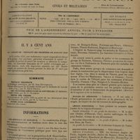 1105 - Page 1097 - Il y a cent ans / Sommaire / Informations. Les hôpitaux en Banlieue / Écoles de médecine. Limoges / Légion d'honneur. Santé publique / Affaires étrangères / Distinctions honorifiques