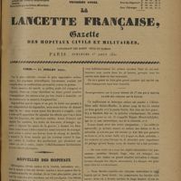 1107 - Page 285 - [Fac-similé du numéro imprimé pendant les journées de juillet 1830] Paris. 31 juillet 1830 / Nouvelles des hôpitaux / Renseignements sur le jeune homme de 17 ans qui a marché en tête des citoyens sur le Louvre