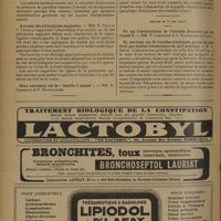 1132 - Page 1124 - Sociétés savantes. Société des sciences médicales & biologiques de Montpellier et du Languedoc méditerranéen. (Séance du 9 mai 1930). Un cas de fibrome saignant de la puberté masculine. MM. J. Terracol et J. Caderas / A propos des péricystites suppurées. MM. E. Truc et J. Cabanac / (Séance du 23 mai 1930). Neuropticomyélite avec atrophie optique primitive. MM. J. Euzière H. Viallefont et A. Ratie / (Séance du 30 mai 1930). Un nouveau cas de troubles trophiques graves du pied droit par section traumatique du nerf sciatique. M. H. Estor