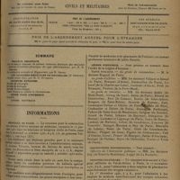 1137 - Page 1129 - Sommaire / Informations. Hôpitaux de Paris / Hôpitaux de province. Valence / Facultés de médecine. Toulouse / Légion d'honneur / Distinctions honorifiques / Troupes coloniales