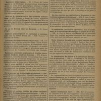 1259 - Page 1251 - Sociétés savantes. Société médicale des hôpitaux. (Séance du 11 juillet 1930). Pancréatite hémorragique. M. L. Plazy... / Deux cas de thrombo-phébite des vaisseaux mésentériques. MM. Dargein et Plazy... / L'autonomie du rhumatisme articulaire aigu. M. Loeper / Hypotension artérielle permanente et troubles neuro-végétatifs. Etude du syndrome humoral. MM. Achard, Bariéty et A. Codounis / Sur un nouveau cs de dystrophie myotonique. MM. Achard, Bariéty et Desbuquois / Remarques sur certains troubles du rythme cardiaque dans le cours du rhumatisme articulaire aigu. MM. A. Clerc et S. Viallard / Mécanisme de la syncope. MM. Laubry et Tzanck / L'oedème aigu du poumon de cause neurotonique. M. Doumer... / La gono-réaction, son application au diagnostic de rhumatismes subaigus et chroniques. MM. A. Leri, urbain, Lièvre et J. Weill / La médication radio-active (thorium X) dans le traitement de la spondylose rhizomélique (à propos de 24 cas). MM. A. Léri et Lièvre / Etude chimique du sang dans un cas d'amylose rénale. MM. Brulé, Laudat, Lenègre et Barbati / La classification des ictères et la réaction au ferricyanure de potassium. MM. N. Fiessinger et Ph. Decourt / Anémie hémolytique aiguë. MM. Noël Fiessinger, Ph. Decourt et C.-M. Laur / Coma diabétique insulino-résistant. MM. Rathery et Sigwald