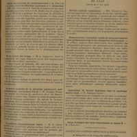 1273 - Page 1265 - Sociétés savantes. Société de thérapeutique. (Séance du 14 mai 1930). Action antiseptique du novarsénobenzol « in vivo » et « in vitro » dans les affections typhiques et à colibacilles. MM. Jean Michaux et A. Verrier, une expérience faite avec M. Bruhl / De la récolte des urines. M. L. Lematte / La preuve humaine de la chirurgie pulmonaire post-pneumothorax. Les travaux d'Arcé. M. Georges Rosenthal / La publicité pharmaceutique loyale. M. G. Leven / Société médicale et anatomo-clinique de Lille. (Séance du 3 juin 1930). Névrite cubitale typhoïdique. MM. Dereux et Galliègues / Remarques sur l'extension rapide de certaines tuberculoses pulmonaires d'après les documents radiologiques. M. d'Hour / Importance du facteur hépatique dans le syndrome entéro-rénal. M. Bernard / Société des sciences médicales & biologiques de Montpellier et du Languedoc méditerranéen. (Séance du 6 juin 1930). Paraplégie atypique d'origine névraxitique probable. MM. L. Rimbaud et P. Rimbaud