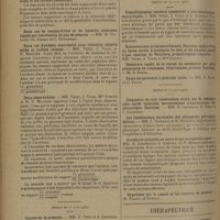 1274 - Page 1266 - Sociétés savantes. Société des sciences médicales & biologiques de Montpellier et du Languedoc méditerranéen. (Séance du 6 juin 1930). Paraplégie atypique d'origine névraxitique probable. MM. L. Rimbaud et P. Rimbaud / Deux cas d'urémie convulsive avec rétention chlorée sèche et acidose intense. MM. Vedel, J. Vidal et P. Monnier / Deux observations. MM. Vedel, J. Vidal, Mme Lonjon et M. P. Monnier / (Séance du 13 juin 1930). Syndrome parkinsonien postencéphalitique et grossesse. MM. P. Delmas, P. Henriet et P. Caillol / (Séance du 20 juin 1930). Ramollissement cérébral consécutif à une intoxication oxycarbonée. MM. Vedel, J. Vidal et L. Gondard / (Séance du 27 juin 1930). Les localisations cervicales des phlegmons péri-amygdaliens. MM. J. Terracol et M. Reymond / Acrodynie infantile au cours d'une encéphalite aiguë. MM. E. Leenhardt, J. Chaptal et P. Henriet / Thérapeutique. De l'emploi du blé germé dans le traitement des états infectieux aigus et subaigus