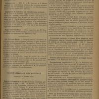 1527 - Page 1519 - Sociétés savantes. Académie de médecine. (Séance du 21 octobre 1930). Notice nécrologique. M. Morax / Rapport. M. Renault / Actinomycose. MM. A. et R. Sartory et J. Meyer / Néoplasmes de l'estomac et radiothérapie profonde. MM. G. Lion et L. Kléman / Eloge d'Ambroise Paré / Prix Vulfranc-Gerdy / Société médicale des hôpitaux. (Séance du 10 octobre 1930). Essai de traitement d'un cas de cirrhose alcoolique par la diathermie du foie. MM. Ph. Pagniez, A. Plichet, H. Loutsch et J.-H. Marchand / Méningite purulente post varicelleuse avec réaction corticale. MM. Laignel-Lavastine, A. Miget et S. Constantinesco / Protéinémie normale au cours d'une néphrite aiguë oedémateuse ; test de l'injection intraveineuse de chlorure de sodium en solution hypertonique. MM. P. Abrami, Robert Wallich et Robert Worms / Pneumothorax controlatéral. M. Ch. Mantoux / Deux cas d'endocardite maligne aiguë à forme méningée. MM. E. de Massary et Y. Boquien