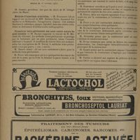 1528 - Page 1520 - Sociétés savantes. Société médicale des hôpitaux. (Séance du 10 octobre 1930). Deux cas d'endocardite maligne aiguë à forme méningée. MM. E. de Massary et Y. Boquien / Société de chirurgie. (Séance du 15 octobre 1930). Méthode d'injections artérielles. M. Hartmann, un travail de MM. Malhoto Saïto, Kazunori Kamichawa et Hideyoshu Yanagcizawa... / Fermeture intra-péritonéale des anus contre nature du gros intestin. M. Basset, travail de M. Murard... / Rupture traumatique de la rate, hémorragie intra-péritonéale sans contracture pariétale. M. Proust, observation de M. Lecercle...