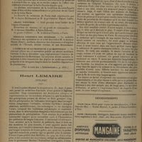 1646 - Page 1638 - Informations. La Faculté de médecine de Cluj... / Légion d'honneur / Médaille d'honneur des épidémies / L'exercice de la pharmacie à la Martinique. (Voir la suite des « Informations », p. 1654) / Henri Lemaire. (1878-1930). [Nécrologie]. [L. Babonneix] / Renseignements