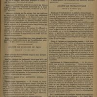 1681 - Page 1673 - Sociétés savantes. Société médicale des hôpitaux. (Séance du 7 novembre 1930). Canitie et alopécie d'origine hyperthyroïdienne. MM. Sézary et Paul Lefèvre / Antisepsie profonde par les savons. Sur les conditions de résorption, de diffusion et d'action des substances toxiques et médicamenteuses. M. Maurice Renaud / Société de médecine de Paris. (Séance du 15 octobre 1930). Résultats éloignés du traitement chirurgical d'un cas d'ectopie testiculaire. M. Séjournet / Physiothérapie hypotensive. M. Foveau de Courmelles / Présentation d'appareil. M. Bécart / A propos de la rétroversion utérine et de son traitement chirurgical. M. Pierre Mabille / Société de thérapeutique. (Séance du 8 octobre 1930). Etiologie et traitement de la maladie rhumatismale. M. R. Lautier... / Ulcus de l'estomac et injections de pepsine. MM. Loeper et Debray / Applications de l'hémocrinothérapie. M. Filderman / Choralose pure et chloraloses commerciales. M. J. Chevalier