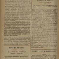 1734 - Page 1726 - Pratique médicale. La thérapeutique adonidienne ; par le Docteur Jane Sassard... / Sociétés savantes. Académie des sciences. (Séance du 17 novembre 1930). Sur une nouvelle application de la d'Arsonvalisation : l'hydro tiathermothérapie. MM. H. Bordier et C. Boisson / Académie de médecine. (Séance du 25 novembre 1930). Éloge de Péan. M. J.-L. Faure / Sur deux cas de septicémie à streptocoques guéris par le sérum antistreptococcique du Professeur Vincent. MM. Hubert, Girard et Hémon / Actes de la Faculté de médecine de Paris. Thèses