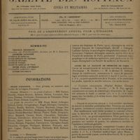 0021 - Page 17 - Sommaire / Informations. Légion d'honneur. Guerre / Guerre / Nécrologie / Cours de la Faculté de médecine de Paris. Cours de parasitologie et histoire naturelle médicale. (Professeur M. Brumpt) / Clinique urologique. (Hôpital Necker. Clinique Guyon. Professeur : M. Legueu) / Chaire de médecine légale
