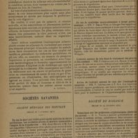 0062 - Page 58 - Actualités. Infections urinaires et pH urinaire. [R. Levent] / Sociétés savantes. Société médicale des hôpitaux. (Séance du 5 décembre 1930). Un cas de mort par ictère grave après injection de dérivé acridinique. Les accidents graves et mortels consécutifs à l'emploi de la trypaflavine. MM. René Bénard et M. Tassin / Grandes azotémies au cours de fièvres typhoïdes traitées, ou non, par la trypaflavine. MM. M. Brulé et Lenègre / Un cas de syndrome neuro-anémique à forme paréto-ataxique. MM. P. Emile-Weil et Georges Sée / L'extrait aqueux de rate dans le traitement des prurits et des eczémas. MM. P. Chevallier et L. Bloch / Action de l'extrait aqueux de rate sur l'éosinophilie sanguine. MM. P. Chevallier et T. Ely / Société de biologie. (Séance du 29 novembre 1930). Remarques sur les propriétés cryptotoxiques générales des savons. M. L. Velluz / Etude sur la colonie S. du B. C. G. M. T. de Sanctis Monaldi