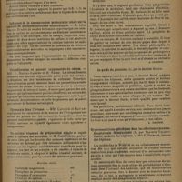 0063 - Page 59 - Sociétés savantes. Société de biologie. (Séance du 29 novembre 1930). Etude sur la colonie S. du B. C. G. M. T. de Sanctis Monaldi / Influence de la concentration moléculaire totale sur la toxicité de quelques solutions alcaloïdiques. M. Léon Velluz / Ultrafiltration et pouvoir trypanocide du sérum. MM. L. Nattan-Larrier et B. Noyeb / Chronaxie dans l'ivresse. MM. Lapicque et Kajivara / Un milieu vitaminé de préparation simple et rapide pour la culture des microbes. M. Raoul Lecoq / Livres nouveaux. Pour vivre cent ans ou l'art de prolonger ses jours, Guéniot... [A. Brochin] / Le guide du praticien, par le Docteur Barth. [A. Brochin] / Hypersensibilités spécifiques dans les affections cutanées. Anaphylaxie. Idiosyncrasie ; par Pasteur Vallery-Radot... et Mlle V. Heimann...