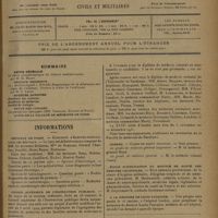 0113 - Page 109 - Sommaire / Informations. Hôpitaux de Paris. Concours d'électro-radiologiste des hôpitaux / Conseil supérieur de l'Instruction publique / Facultés de médecine. Bordeaux / Guerre. - Corps de santé colonial / École d'application du service de santé des troupes coloniales / A la mémoire de Louis Fournier