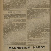 0126 - Page 122 - Sociétés savantes. Société de biologie. (Séance du 13 décembre 1930). Le rapport des chronaxies des zones motrices corticales de la flexion et de l'extension des membres. M. et Mme A. Chauchard et M. S. Kajiwara / Action de l'alcool sur l'excitabilité des neurones moteurs de l'écorce cérébrale. M. et Mme A. Chauchard et M. S. Kajiwara / Revue des Congrès. Les paralysies laryngées. Etude neuro-laryngologique. (Rapport au IVe Congrès des Sociétés d'oto-rhino-ophtalmologie, par MM. Terracol, Euzière et Pagès, Bruxelles, juin 1930. - Revue d'oto-neuro-ophtalmologie, t. VIII, n° 4, avril 1930