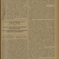 0135 - Page 131 - Sur les souffles fonctionnels aortiques ; par Ch. Laubry et P. Baillet / Travail de l'Institut de bactériologie de la Faculté de médecine de Strasbourg. (Directeur : Professeur A. Borrel). Réactions cellulaires et bactériopexie du bacille de Koch dans les primo-infections et les réinfections tuberculeuses expérimentales ; par Jean Albert-Weil... et R. F. Le Guyon...