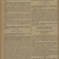 0140 - Page 136 - Sociétés savantes. Société des sciences médicales & biologiques de Montpellier et du Languedoc méditerranéen. (Séance du 14 novembre 1930). Considérations thérapeutiques sur la fièvre ondulante. Essais de traitement par le novarsenobenzol. MM. Vedel et J. Vidal / (Séance du 21 novembre 1930). Quelques observations de tumeurs traitées par un mélange de cyclanols polyméthyléniques et de composés diphénoliques mettant en valeur son pouvoir de destruction élective des tissus néoplasiques. MM. Grynfelt et Aimes / De l'imperméabilité globulaire aux composés azotés non protéiques dans l'intoxication urémique et de ses conséquences au point de vue pathogénique. MM. P. Cristol, A. Puech et P. Monnier / (Séance du 28 novembre 1930). Acrodynie au cours de trois cas de poliomyélite antérieure aiguë. MM. Leenhardt, J. Chaptal et M. Dufoix / Pratique médicale. Acrocyanose, engelures et déficit endocrinien ; par le Docteur Savigny