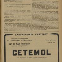 0293 - Page 289 - Sociétés savantes. Société de thérapeutique. (Séance du 14 janvier 1931). Les réflexes des diabétiques au cours de la cure de Vichy. MM. Parturier et Ch. Legrain / Bureau pour 1931/ Société des sciences médicales & biologiques de Montpellier et du Languedoc méditerranéen. (Séance du 12 décembre 1930). Le cancer de la corde vocale. M. Terracol / Anémie fébrile aiguë traitée par la méthode de Whipple. MM. Vedel, J. Vidal et Anselme-Martin / Torsion extravaginale du testicule chez un nourrisson de dix jours. MM. Massabuau, A. Guibal et Bonnet / Quatre cas de syndrome sympathique cervical postérieur. Essais de radonthérapie. MM. J. Euzière, H. Viallefont, R. Castagne et L. Parès