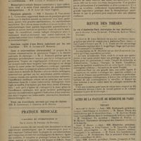 0294 - Page 290 - Sociétés savantes. Société des sciences médicales & biologiques de Montpellier et du Languedoc méditerranéen. (Séance du 12 décembre 1930). Quatre cas de syndrome sympathique cervical postérieur. Essais de radonthérapie. MM. J. Euzière, H. Viallefont, R. Castagne et L. Parès / (Séance du 19 décembre 1930). Paralysie générale. MM. J. Euzière, H. Viallefont et L. Tarbouriec / Coeur et interventions chirurgicales. (A propos de la récente communication du Professeur Vaquez à la Société nationale de chirurgie). M. L. Rimbaud / Trois cas d'accidents nerveux par coup de chaleur. MM. E. Leenhardt, J. Chaptal et M. Dufoix / Pratique médicale. L'allonal en stomatologie ; par le Docteur R. Petiteau... / Revue des thèses. La vie d'Ambroise Paré... ; par le Docteur Léon Michelet. Préface du Docteur Victor Pauchet / Actes de la Faculté de Médecine de Paris. Thèses