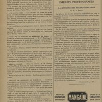 0298 - Page 294 - Informations. Société nationale de chirurgie. Prix des élèves du Docteur Eugène Rochard / Prix Aimé Guinard / Avis de concours / Cours de la Faculté de médecine de Paris. Cours de pathologie chirurgicale / Hôpital Cochin / Faculté de médecine de Bordeaux. Clinique d'oto-rhino-laryngologie du Professeur Portmann / Intérêts professionnels. La réforme des études dentaires ; par M. A. Herpin. (Voir la suite, p. 297)