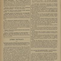 0356 - Page 352 - Société savantes. Société des chirurgiens de Paris. (Séance du 6 février 1931). A propos d'un kyste du sein. M. R. Français / Péristaltisme immédiat provoqué par le sérum hypertonique intraveineux. M. R. Bonneau / Autogreffe osseuse de l'humérus pour une large pseudarthrose. Résultat au bout de seize ans. M. Dupuy de Frenelle / Trois amputations abdomino-périnéales du rectum. M. Victor-Pauchet / Daviers à branches parallèles et à mors amovibles. Plante-vis pour fixer directement les vis dans l'os. M. Dupuy de Frenelle / Livres nouveaux. Les formes anatomo-cliniques des granulies pulmonaires. Formes miliaires de la tuberculose des poumons, par Jacques Delarue. Préface du Professeur F. Bezançon / La radiothérapie pénétrante, par Ledoux-Lebard... et Etienne Piot.... « Les actualités physiothérapiques », publiées sous la direction du Docteur Duhem / Il y a cent ans. Paris médical en 1830, par M. Fosseyeux...