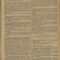0411 - Page 407 - Sociétés savantes. Société de biologie. (Séance du 14 février 1931). Technique de préparation d'un savon-bouillon-vaccin. MM. R. Lecoq, J.-P. Lamare et M. Larcet / Démonstration « in vivo » de l'ultravirus tuberculeux. MM. Sanarelli et Alessandrini... / Action de la diélectrolyse trans-cérébrale de calcium dans l'hémiplégie. M. G. Bourguignon / Action de la diélectrolyse trans-cérébrale des ions iode, calcium, magnésium, chlore et potassium sur la courbe oscillométrique chez les sujets normaux. MM. G. Bourguignon et S. Eliopoulos / La réaction de floculation à la résorcine (réaction de Vernes) dans le rhumatisme subaigu ou chronique. MM. F. Coste, J. Lacapère et N. Rapaport / La calcémie selon les formes de rhumatisme. MM. F. Coste, J. Lacapère et I. Ornstein / Nerfs vasosensibles et adrénalino-sécrétion. MM. Tournade et Malméjac / Sur l'action centrale de l'adrénaline. M. Tournade / Sur la culture du virus herpétique « in vitro » et les modifications subies par ce virus. MM. P. Gastinel, V. Stefanesco et J. Reilly / Société de stomatologie de Paris. (Séance du 20 janvier 1931). Installation du bureau pour 1931 / Présentation du buste de Capdepont offert à l'Ecole de stomatologie / Charles Capdepont. L'homme. L'oeuvre. M. Fargin-Fayolle / Etude critique des adénites géniennes. MM. Dechaume et Malplate / Du forage automatique des racines dans la prothèse fixe. Nouvelle fraise spéciale au forage. M. Dethès