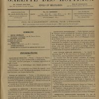 0437 - Page 433 - Sommaire / Informations. Facultés de médecine. Paris / Écoles de médecine. Tours / Académie de médecine. Enquête sur le B. C. G. / Université de Liége / Distinctions honorifiques / XXIVe voyage d'études médicales / Fédération régionaliste française