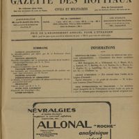 0461 - Page 457 - Sommaire / Informations. Hôpitaux de Paris. Concours de médecine des hôpitaux (admissibilité) / Légion d'honneur. Santé publique / Prix international du trachome