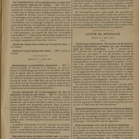 0557 - Page 553 - Sociétés savantes. Société de biologie. (Séance du 7 mars 1931). Sérum antityphoïdique concentré et purifié. Technique de préparation. Applications cliniques. M. E. Grasset / Sur la présence d'un virus pathogène pour le singe dans certains bubons vénériens de l'homme. MM. Levaditi, Ravaut, Lépine et Mlle Schoen / (Séance du 14 mars 1931). Bactériophage et perméabilité placentaire. MM. L. Nattan-Larrier, G. Eliava et L. Richard / Pouvoir bactéricide sur le méningocoque du bleu de méthylène irradié ou non irradié. MM. R. Dujarric de la Rivière, Et. Roux et Mme Françoise-Cavallier / Réactions du tonus du muscle artériel isolé « in vitro » au contact des eaux minérales bicarbonatées carboniques. M. A. Mougeot / Sur l'anatoxine diphtérique extraite du floculat spécifique. Ses propriétés. MM. G. Ramon, R. Legroux et M. Schoen / Société de neurologie. (Séance du 5 mars 1931). L'hallucinose pédonculaire. Un nouveau cas de lésion de la calotte pédonculaire provoquée par une intoxication aiguë par divers narcotiques. M. J. Lhermitte et Mlle Gabrielle Lévy / Syndrome thalamique au cours d'une sclérose en plaques. M. Alajouanine / Etude anatomique d'un cas de chorée de Sydenham. M. Van Gehuchten