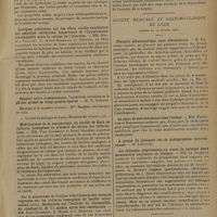 0631 - Page 627 - Sociétés savantes. Société de biologie. (Séance du 21 mars 1931). Sur l'adsorption de la toxine tétanique par les hydroxydes d'aluminium. M. Léon Velluz / Quelques précisions sur les effets cardio-vasculaires des embolies cérébrales. Importance de l'hypertension réactionnelle selon le volume de l'injection. MM. Maurice Villaret, L. Justin-Besançon et Stanislas de Sèze / Election / Modifications de la morphologie du bacille de Koch en cultures homogènes en présence du sérum des tuberculeux. MM. Paul Courmont et Henri Gardère / Sur le mécanisme de l'action infertilisante des essences végétales sur les cultures homogènes de bacille tuberculeux (suite). Recherches sur l'activité du citronnellol, du rhodinal et de l'α pinène après leur ozonisation. MM. Paul Courmont, A. Morel et J. Doeuvre / Société médicale et anatomo-clinique de Lille. (Séance du 24 février 1931). Placenta albuminurique, sans albuminurie. M. Favreau / Le point de côté abdominal chez l'enfant. MM. Parturier et Deherripon / Les échanges respiratoires au cours de certains états musculaires anormaux en cliniques. MM. le Grand et Lamelin / (Séance du 10 mars 1931). Le traitement chimique des farines au point de vue de l'hygiène. M. Paget