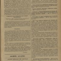 0705 - Page 701 - VIIe Congrès national de la tuberculose. Bordeaux, 30 mars -2 avril 1931. Le diagnostic de l'activité de la tuberculose pulmonaire. Rapporteurs : M. le Professeur Leuret et M. le Docteur Caussimon / Prophylaxie de la tuberculose dans l'armée métropolitaine. Rapporteurs : MM. le médecin lieutenant-colonel Pilod et le médecin commandant Le Bourdellès / Sociétés savantes. Société médicale des hôpitaux. (Séance du 27 mars 1931). Hydroa bulleux. M. Lortat-Jacob / Deux cas de néphrose lipoïdique avec rémission prolongée. MM. Achard, Bariéty et Codounis / Endocardites végétantes à staphylocoque : forme suraiguë et forme lente. MM. A. Lemierre, A. Laporte et E. Boltanski / Xanthochromie d'origine alimentaire. MM. Noël Fiessinger et F. Thiébaut