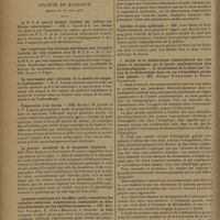 0706 - Page 702 - Sociétés savantes. Société médicale des hôpitaux. (Séance du 27 mars 1931). Xanthochromie d'origine alimentaire. MM. Noël Fiessinger et F. Thiébaut / Société de biologie. (Séance du 18 avril 1931). Le B. C. G. peut-il devenir virulent par culture sur filtrats tuberculeux ? MM. J. Valtis et F. van Deinse / Sur l'apparition des anticorps spécifiques chez les lapins inoculés par voie veineuse avec du B. C. G. M. C. Keresthetzis et Mlle A. Angelo / Un instrument pour l'ablation de la moelle des singes : le rachisécateur. M. P. Lépine / Préparation d'un vaccin. MM. Moreau, M. Larget et J.-P. Lamare / Le pouvoir excréteur de la muqueuse digestive. MM. Félix Ramond et Dimitresco-Pororici / Quelques précisions sur les effets cardio-vasculaires des embolies cérébrales. Augmentation tensionnelle en échelons déterminée par des embolies successives. MM. Maurice Villaret, L. Justin-Besançon et Stanislas de Sèze / Quelques précisions sur les effets cardio-vasculaires des embolies cérébrales. Sur la durée de l'hypertension réactionnelle. MM. Maurice Villaret, L. Justin-Besançon et Stanislas de Sèze / Quinine et sang splénique. MM. Léon Binet et René Fabre / I. Action de diélectrolyse transcérébrale des ions chlore et potassium sur la courbe oscillométrique chez les hémiplégiques. - II. Localisation de la lésion par l'action de la diélectrolyse dans un cas d'hémiplégie gauche avec aphasie. - MM. Georges Bourguignon et Socrate Eliopoulos / Réticulocytose au cours de la maladie de Hodgkin. MM. Noel Fiessinger et C.-M. Laur