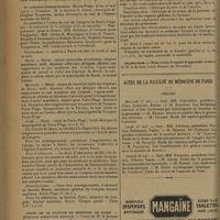 0790 - Page 786 - Informations. Union des médecins mutilés / VIe Congrès international. Programme. (Berck-Plage, 26 au 28 mai 1931) / Cours de la Faculté de médecine de Paris. Médecine opératoire spéciale / Nécrologie / Actes de la Faculté de médecine de Paris. Thèses
