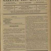 0825 - Page 821 - Sommaire / Informations. Hôpitaux de Paris. Deuxième concours de nomination des chirurgiens des hôpitaux / Concours de prosecteur des hôpitaux / Facultés de médecine. Paris / Bordeaux / Toulouse / Collège de France / Association générale des médecins de France