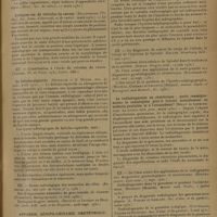 0857 - Page 853 - Analyses et indications bibliographiques. La radiologie en 1930 ; par Louis Delherm... et P. Thoyer-Rozat... Tube digestif. Le carrefour inférieur dans l'appendicite et le diagnostic radiologique indirect de l'appendicite chronique. (Jacquet et Gally. Paris méd...) / Quelques cas de volvulus du caecum. (Dillenseger [Vichy]. Soc. franç. d'électroth. et de radiol...) / Le dolicho-sigmoïde. (Bensaude et O. Monod. Ann. de méd...) / Appareil génito-urinaire. Obstétrique. Technique de l'hystéro-salpingographie. (Cl. Béclère. Journ. de radiol...) / Le radiodiagnostic en obstétrique : quels renseignements le radiologiste peut-il fournir actuellement au médecin-praticien et à l'accoucheur ? (Belot et Lepennetier. La science méd. prat...) / Une nouvelle méthode de radiographie du système urinaire par l'urosélectan. (R. Colin et O. Bergmann. Cahiers de radiol...)