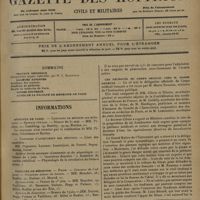 0865 - Page 861 - Sommaire / Informations. Hôpitaux de Paris. Concours de médecin des hôpitaux / Concours d'accoucheur des hôpitaux / Facultés de médecine. Paris / Guerre / Les délégués du corps médicale chez M. Mario Roustan