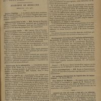 0885 - Page 881 - Académie des sciences. (Séance du 26 mai 1931). Académie de médecine. (Séance du 2 juin 1931). Section d'hygiène / Le magnésium dans la bile. MM. Delbet et Breteau / Artériographie rénale. MM. Legueu, Fey et Truchot / Sérothérapie de la poliomyélite / Sérodiagnostic de la lèpre par l'agglutino-sédimentation des globules de moutons formolés. M. G. Rubino... / Fièvre exanthématique. MM. Blanc et Caminopetros / Prix Albert Ier de Monaco / Chemins de fer de Paris à Lyon et à la Méditerranée