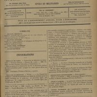0889 - Page 885 - Sommaire / Informations. Hôpitaux de Paris. Concours de médecin des hôpitaux / Facultés de médecine. Paris / Nancy / Distinctions honorifiques / Asiles d'aliénés / Conseil supérieur de l'Assistance publique
