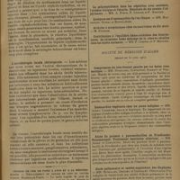 0905 - Page 901 - L'aurothérapie locale ; par M. Georges Roulin / Chemins de fer de Paris à Lyon et à la Méditerranée / Sociétés savantes. Société des sciences médicales & biologiques de Montpellier et du Languedoc méditerranéen. (Séance du 24 avril 1931) / Société de médecine d'Alger. (Séance du 30 avril 1931). Compression du lobe frontal gauche par un kyste traumatique. MM. Dumolard, Costantini, Sarrouy et Viallet / Endocardite végétante chez un jeune indigène. MM. Aubry, Loubeyre, Salle et Santucci / Abcès du poumon à pneumobacilles de Friedlander. Pneumotomie. Traitement émétinien ultérieur. MM. Aubry et Costantini / Abcès pulmonaire et ostéite engainante des diaphyses. MM. Dumolard, Derrieu et Curtillet / Kyste hydatique de la cloison interventriculaire, présentation de M. Aubry au nom du médecin commandant Vielle