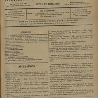 0909 - Page 905 - Sommaire / Informations. Hôpitaux de Paris. Deuxième concours de nomination de chirurgien des hôpitaux / Concours d'accoucheur des hôpitaux / Concours de l'Internat / Hôpitaux de Province. Bordeaux / Facultés de médecine. Paris / Lyon / Guerre