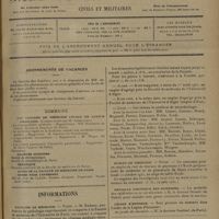 0977 - Page 973 - Abonnements de vacances / Sommaire / Informations. Facultés de médecine. Paris / Alger / Lyon / Écoles de médecine. Dijon / Médaille d'honneur des épidémies / Légion d'honneur