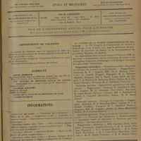 0997 - Page 993 - Abonnements de vacances / Sommaire / Informations. Hôpitaux de Paris. Concours de l'internat / Facultés de médecine. Alger / Société médicale du VIIe arrondissement / IXe Congrès de la Société internationale de chirurgie