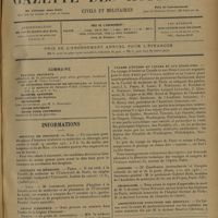 1053 - Page 1049 - Sommaire / Informations. Hôpitaux de Province. Nice / Facultés de médecine. Paris / Lyon / Légion d'honneur. Marine / Distinctions honorifiques / Voyage d'études au Canada et aux États-Unis / Congrès / Nécrologie / Amphithéâtre d'anatomie des hôpitaux