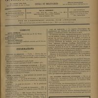 1101 - Page 1097 - Sommaire / Informations. Facultés de médecine. Paris / Muséum national d'histoire naturelle / Légion d'honneur. Travaux publics / Marine / Guerre. (Active) / Avis de concours / Les journées médicales coloniales