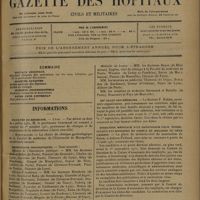 1153 - Page 1149 - Sommaire / Informations. Facultés de médecine. Lyon / Montpellier / Distinctions honorifiques / Médaille d'honneur des épidémies / XIIe Salon des médecins / Direction médicale d'un sanatorium pour tuberculeux pulmonaires et osseux de malades du sexe féminin