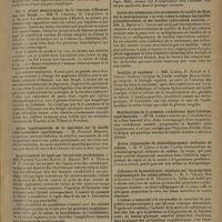 1163 - Page 1159 - Sociétés savantes. Société de biologie. (Séance du 6 juin 1931). Une nouvelle méthode cholémimétrique : la diazo-réaction limite pratiquée directement par le sérum sanguin. MM. E. Chabrol, R. Charonnat et A. Busson / Sur la valeur séméiologique de la réaction d'Hymans van den Bergh. MM. E. Chabrol, R. Charonnat et A. Busson / Action expérimentale de la spartéine sur la moelle rachi-anesthésie spartéinique. M. Fernand Mercier / Sensibilisation du lapin par les extraits protéiniques. MM. Pasteur Vallery-Radot, G. Mauric, Mme A. Hugo et M. P. Giroud / Un nouveau test d'anaphylaxie chez l'homme : le sérum d'un homme sensibilisé, injecté à un lapin préparé avec la protéine sensibilisante, peut déclencher un choc. MM. Pasteur Vallery-Radot, G. Mauric, Mme A. Hugo et M. P. Giroud / Action des substances ciro-graisseuses du bacille de Koch sur la multiplication « in vivo » chez le cobaye des bacilles paratuberculeux et des bacilles tuberculeux aviaires. MM. L. Nègre et J. Valtis / Insuline et oxalémie. MM. Loeper, P. Soulié et J. Tonnet / Modifications de la pression rachidienne dans l'alcalose expérimentale. Mlle M. Lebert / Action trypanocide du stibiothiopropanol sulfonate de sodium. M. P. Lépine / Influence de la constitution chimique sur les propriétés cryptotoxiques des acides-phénols. M. L. Velluz / Culture « in vitro » de l'ultravirus tuberculeux. MM. G. Sanarelli et A. Alessandrini...